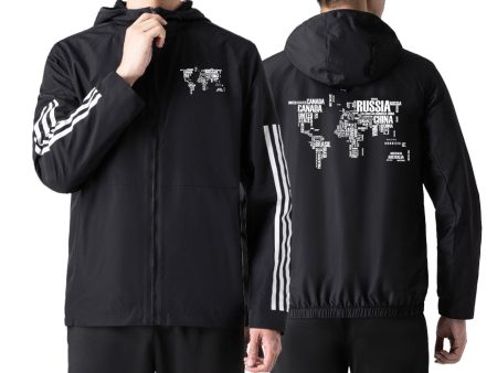 World Map (Text) Designed Sport Style Jackets Sale