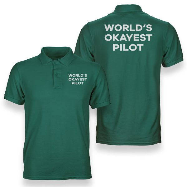 World s Okayest Pilot Designed Double Side Polo T-Shirts on Sale