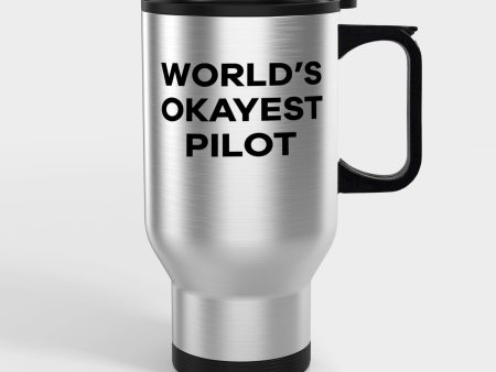 World s Okayest Pilot Designed Travel Mugs (With Holder) Online Hot Sale