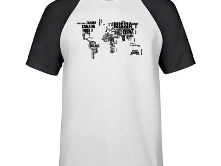 World Map (Text) Designed Raglan T-Shirts Fashion