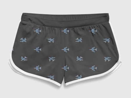 Nice Airplanes (Gray) Designed Women Beach Style Shorts Hot on Sale