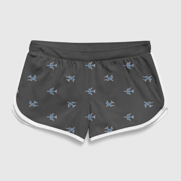 Nice Airplanes (Gray) Designed Women Beach Style Shorts Hot on Sale