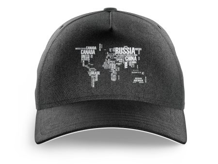 World Map (Text) Printed Hats Online