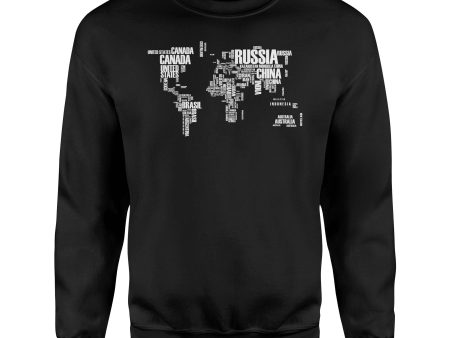 World Map (Text) Designed Sweatshirts Cheap